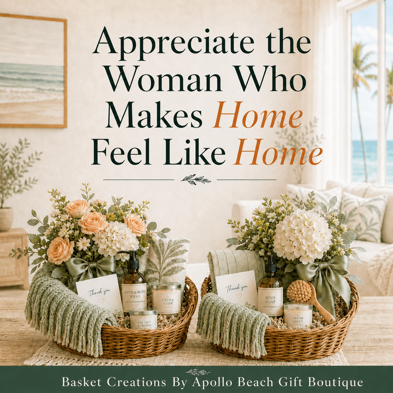 Appreciate the women in your life this Mother's Day — Apollo Beach Gift Boutique custom basket.